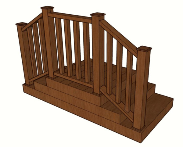 Уличная лестница Экодекинг Техно мостик с ограждением Техно