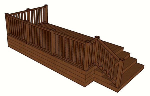 Уличная лестница Экодекинг Техно крыльцо с ограждением Техно