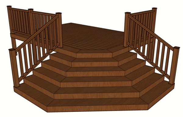 Уличная лестница Экодекинг Техно парадное крыльцо с секциями ограждений